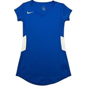 Nike Women's Short Sleeve Blue and White Tee